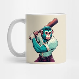 Vintage Monkey Slugger - Retro 1990s Cartoon Style Baseball Art Mug